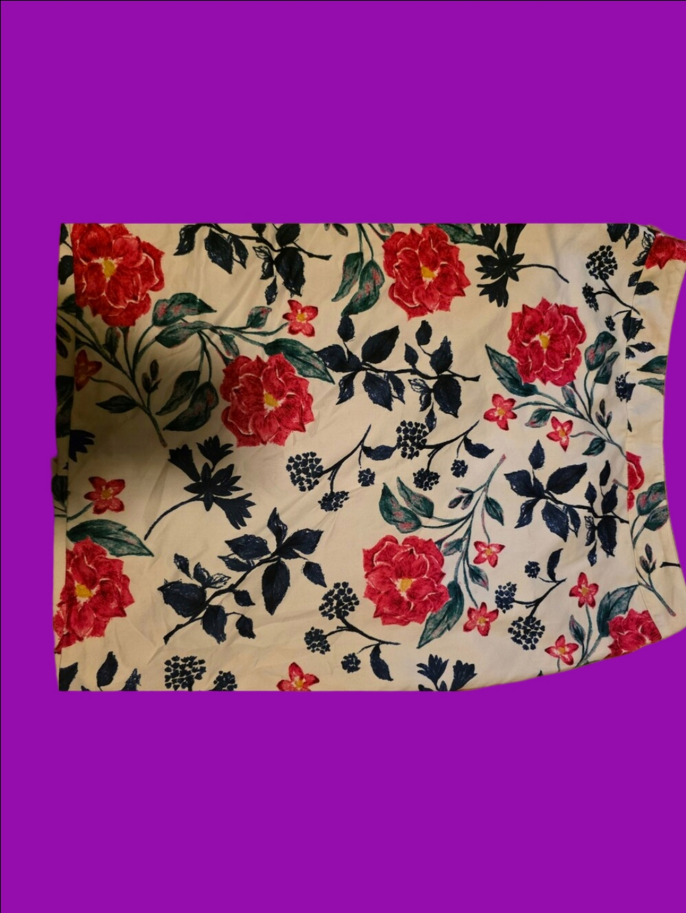 4/$67 Deal! Van Heusen White Midi Skirt with Red Floral Print
